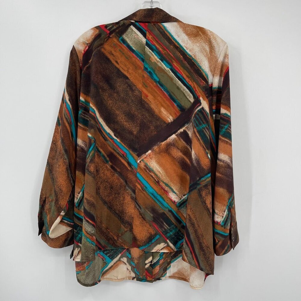 Catherines Multi Color Pleated Button Front Roll … - image 4